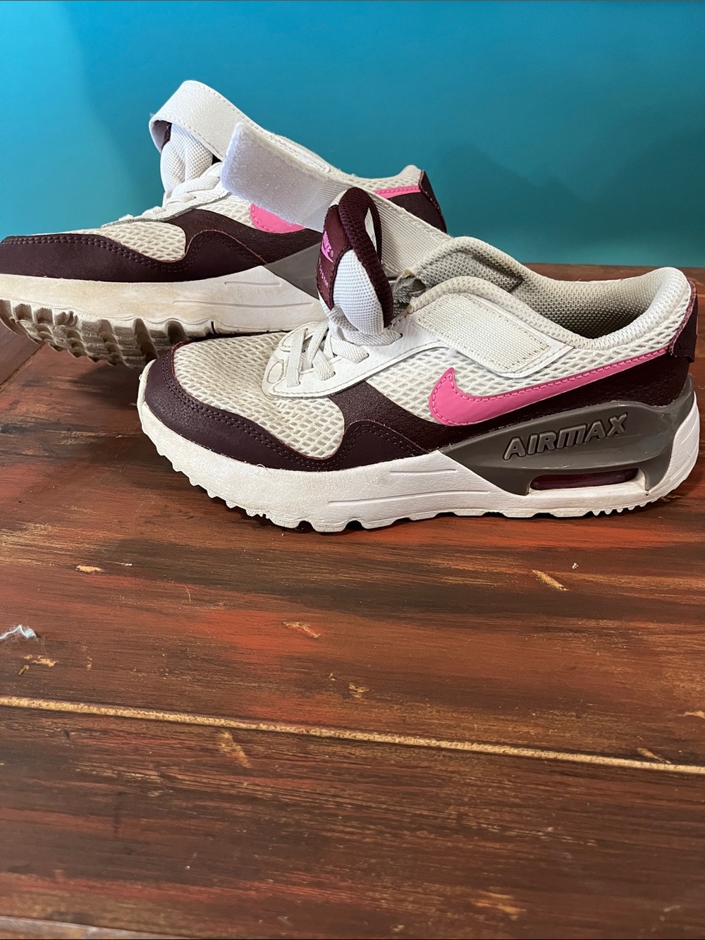Nike Kids Burgundy, White & Pink Air Max Hook-and-Loop Sneakers